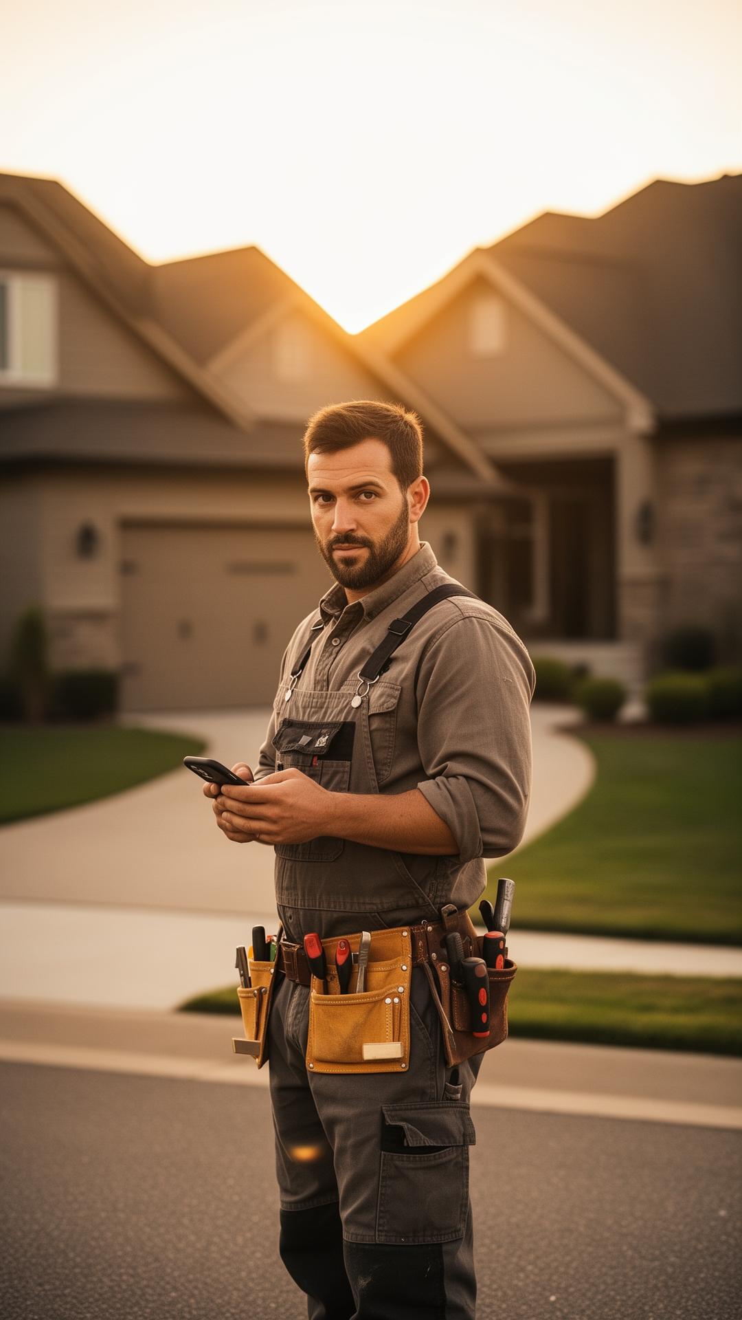 Contractor sending an estimate from the driveway